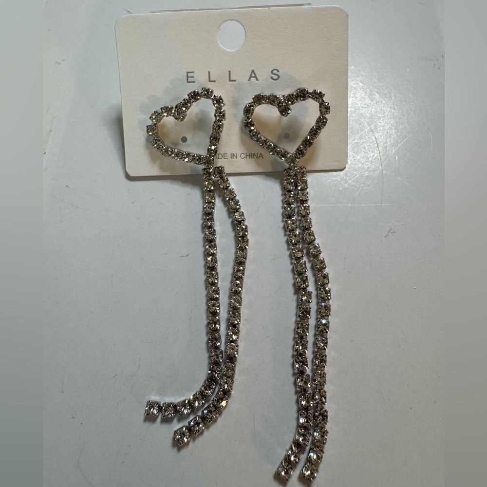 New Ellas heart rhinestone earrings